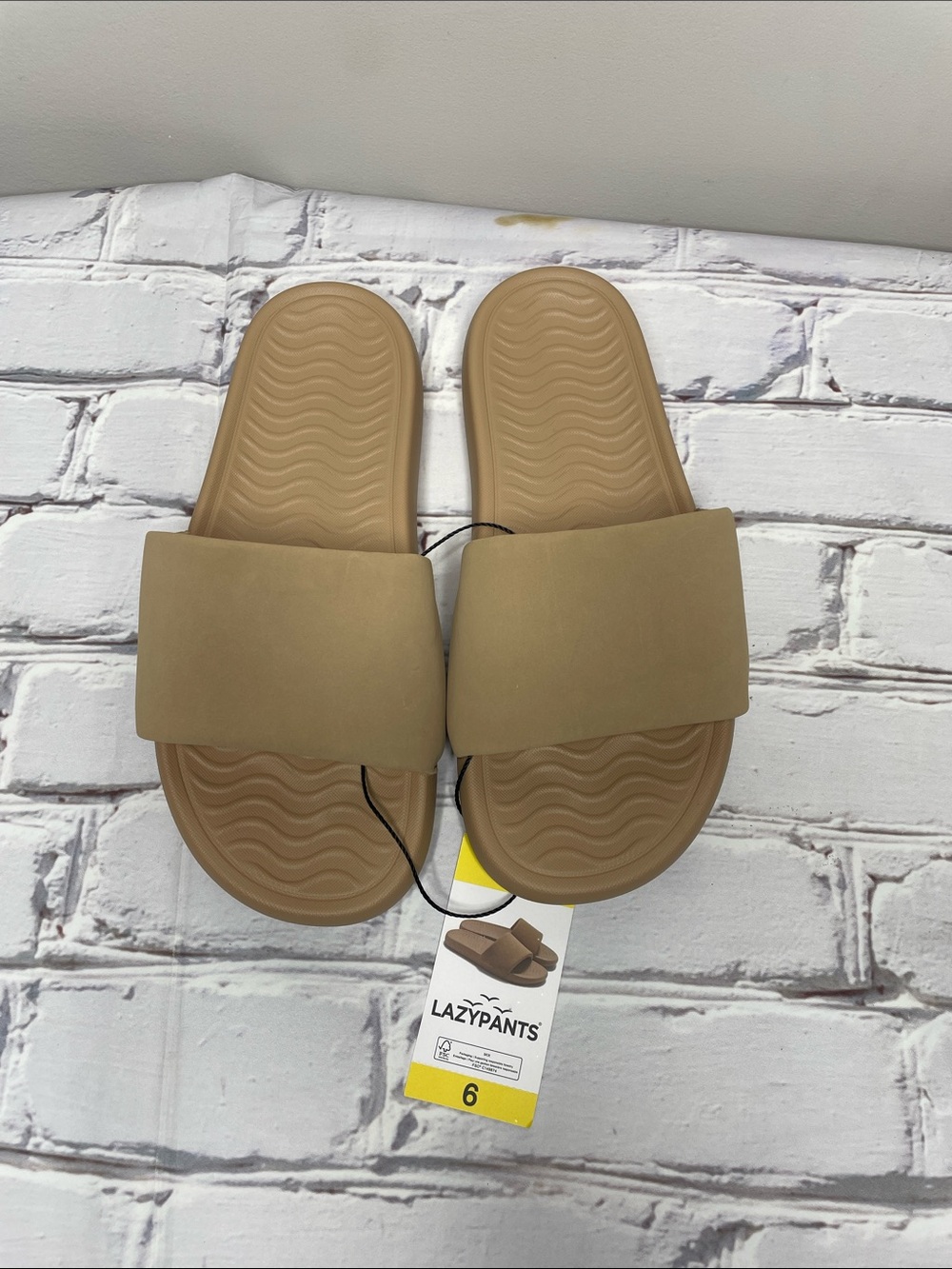 Lazypants Tan Slide Sandals